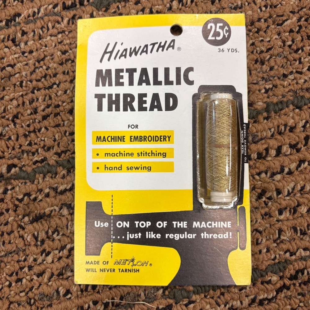 Vintage Hiawatha Metallic Thread Gold Metlon 36 Yards Embroidery Sewing Art 103